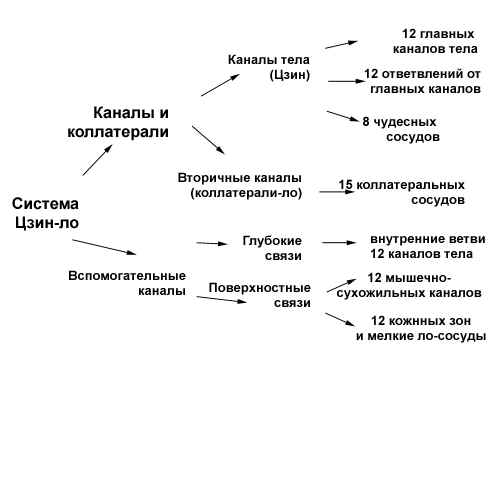 таблица3. Общая схема строения системы Цзин-ло.